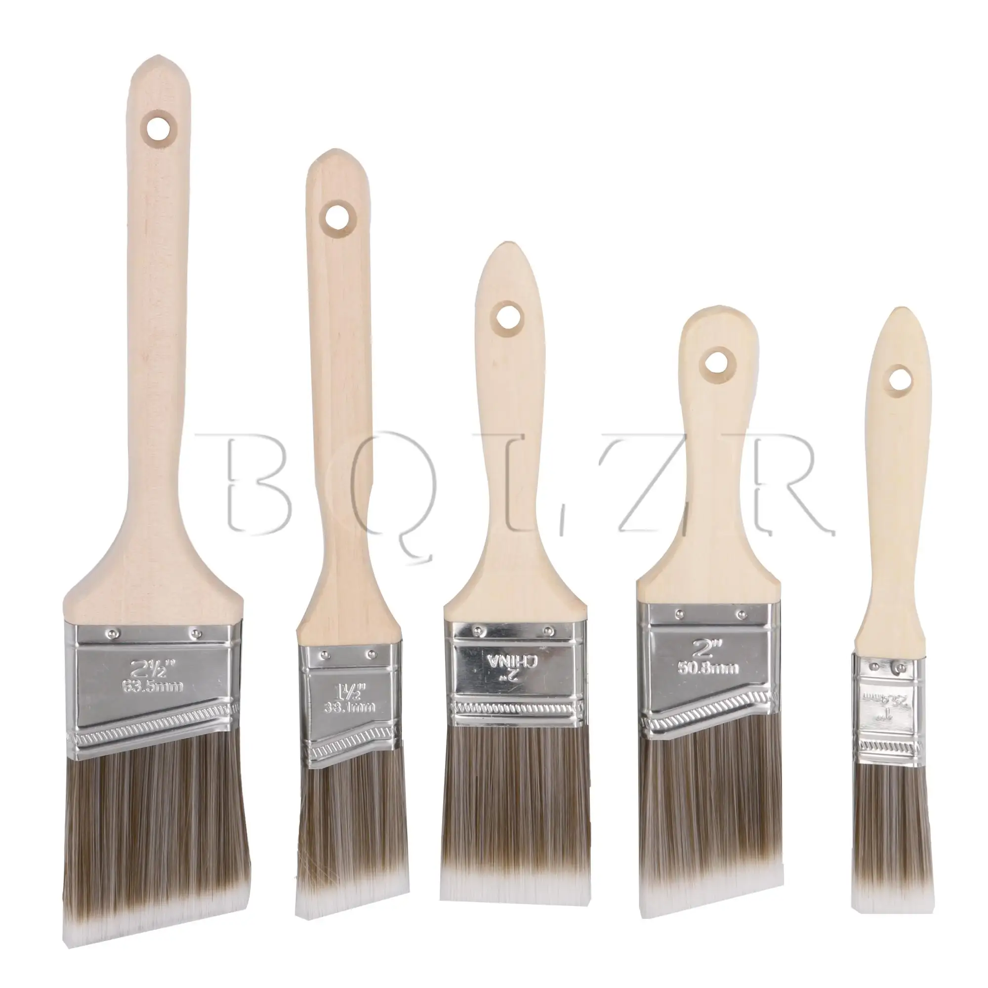 

BQLZR 5Pcs Paint Brush Wood Handle 1" 2" & 1.5" 2" 2.5" Wide for Artist Supply