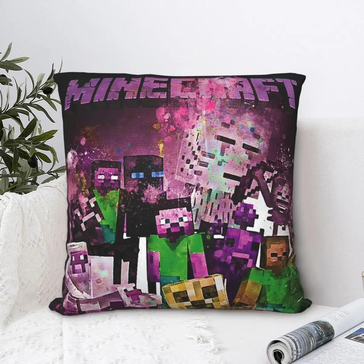 

Искусство Minecraft, фиолетовая декоративная подушка, искусственная подушка 45*45 см