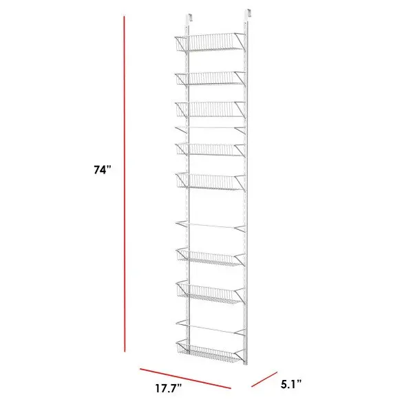 

Sturdy White Metal Pantry Shelves - The Door Organizer Hanging Wall Rack for Closet, Bathroom, Kitchen Organization and Storage,