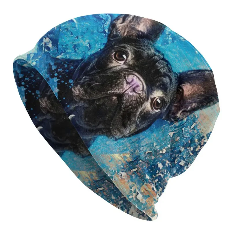 

Winter Warm Knitted Hat Women Men French Bulldog Head Watercolor Skullies Beanies Caps Frenchie Dog Beanie Hats Outdoor Ski Cap