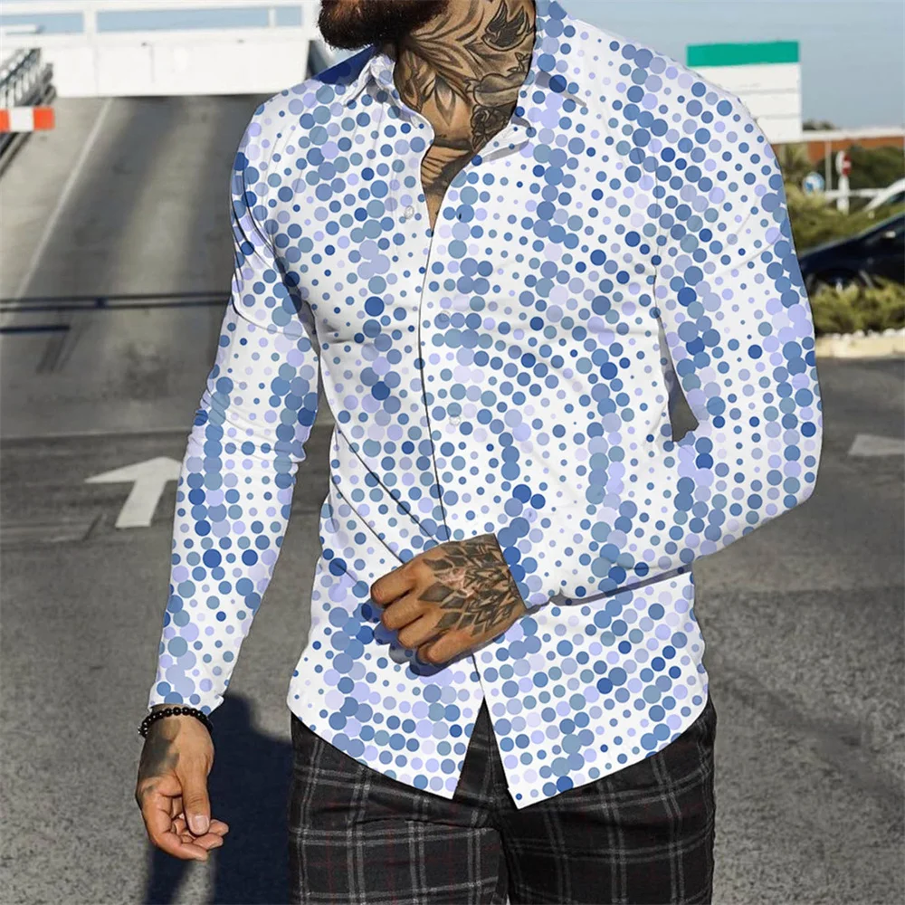 

2022 Spring Autumn New Fashion Cool 3d Digital Printing Men's Shirts Casual Long Sleeve Turndown Collar Tops for Men Clothes