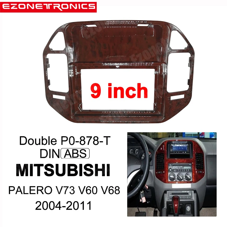 

Frame Audio Fitting Adaptor Dash Trim Facia Panel 9 inch For Mitsubishi Pajero V73 V60 V68 2004-2011 Double Radio Player