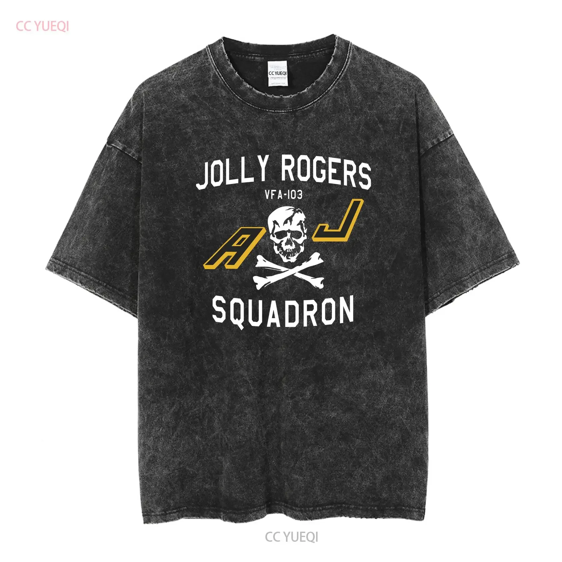 Фото НОВАЯ LIMITED футболка Jolly Rogers VFA 103, эскадрилья, череп, боец, винтажная стираная слегка дизайнерская одежда унисекс №2