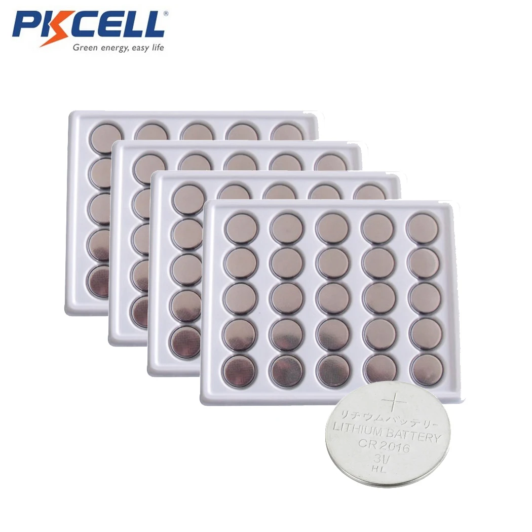

2000Pcs PKCELL Lithium Coin Cell Button Battery CR2016 75MAh Apply to remote control/electronic meter