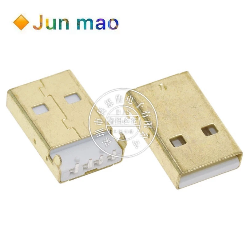 10pcs A male 2.0 USB interface type a male seat 4-pin bent pin 90 degree bent pin gold-plated plug-in socket