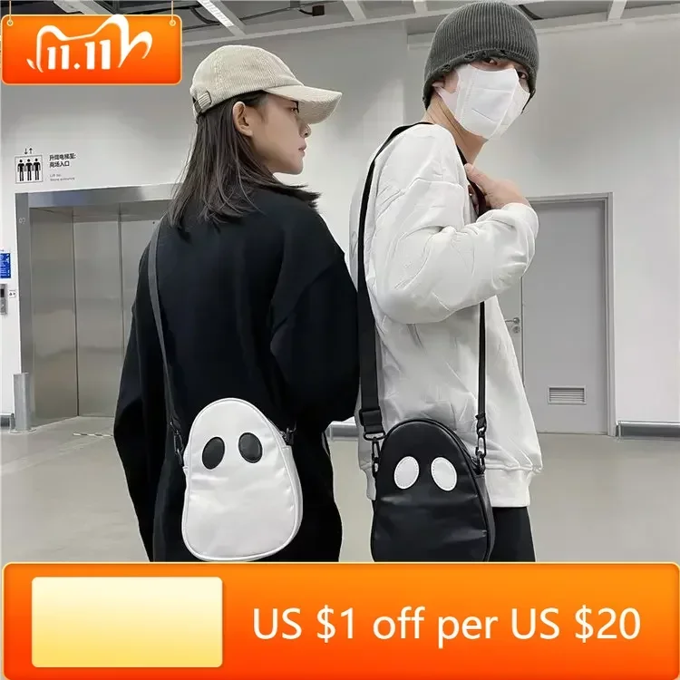 

Ghost Bag Purse Funny Personality Shoulder Bags Fun Lovely Devil Cute Bag Clash Colors Stitching Tide PU Small Capacity Satchel