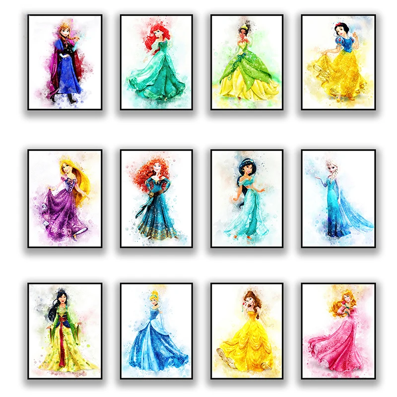 

Картина на холсте, диснеевские скандинавские мультфильмы, искусство на холсте с рисунком для дома, спальни, Декор, детские подарки