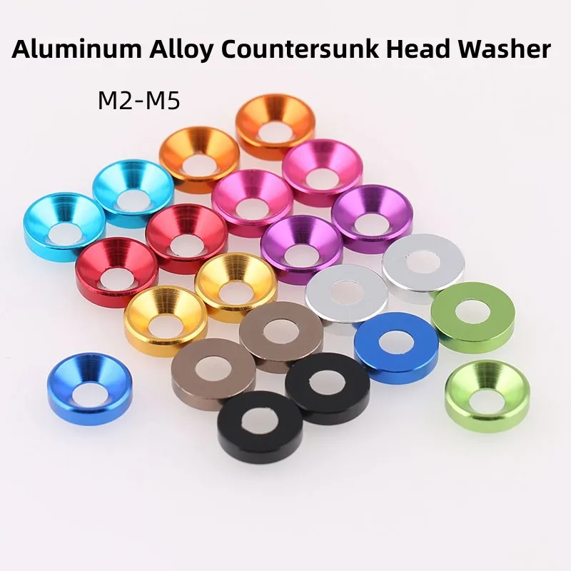 

10Pcs M2 M2.5 M3 M4 M5 Aluminum Alloy Countersunk Head Washer Head Bolt Washers Gasket Colourful Anodized Flat Head Washer