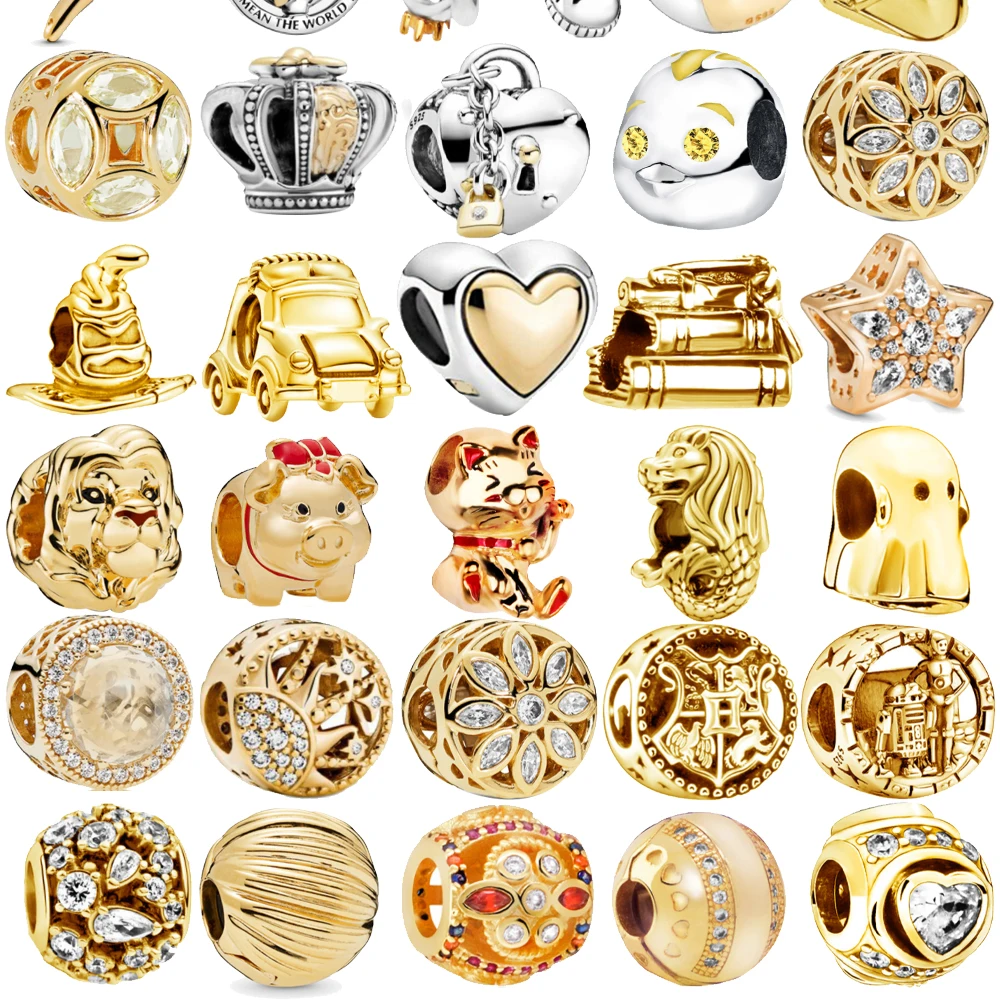 

Fits Original Pandora Bracelet Necklace 925 Sterling Silver Gold Color Charms Bead Women 925 Silver Pendant DIY Mybeboa Jewelry