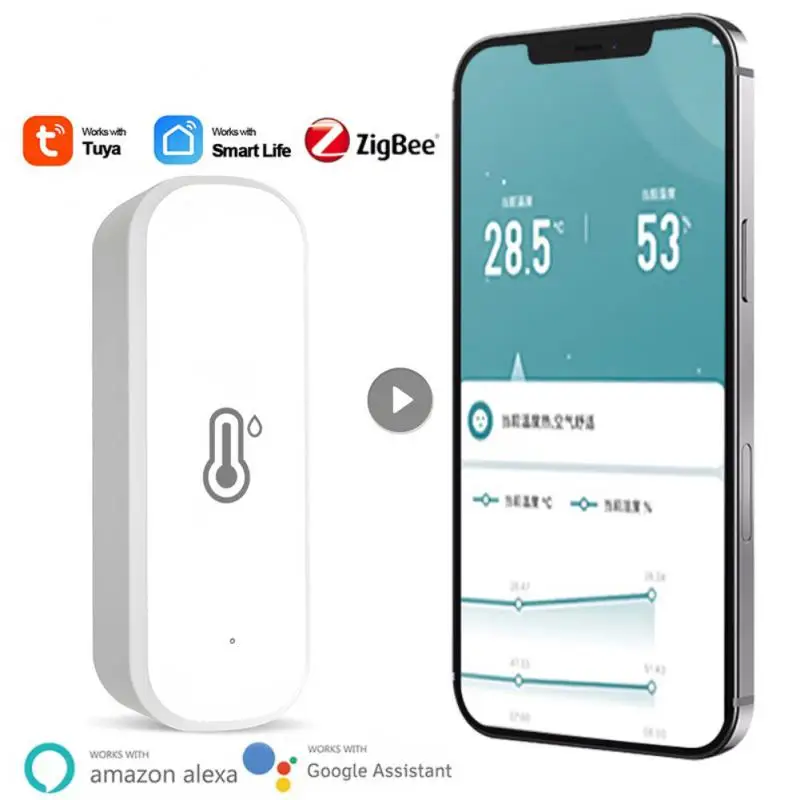 

Hygrometer Thermometer Voice Control Smart Life / Tuya App App Remote Control Temperature Humidity Sensor Battery Powered