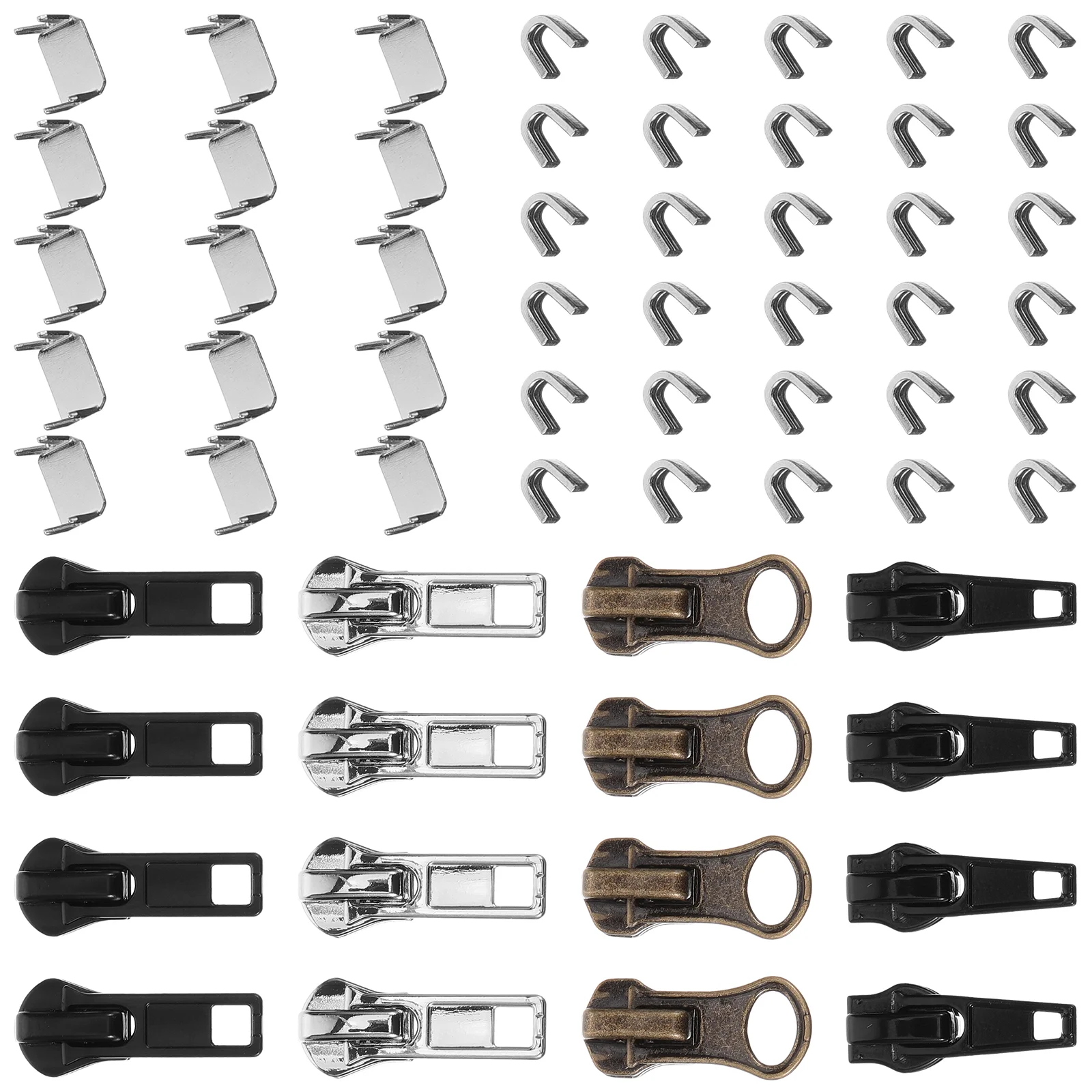 

1 Set of Zipper Repair Kit Replacement Zipper Heads Metal Zipper Pullers Detachable Zipper Pulls