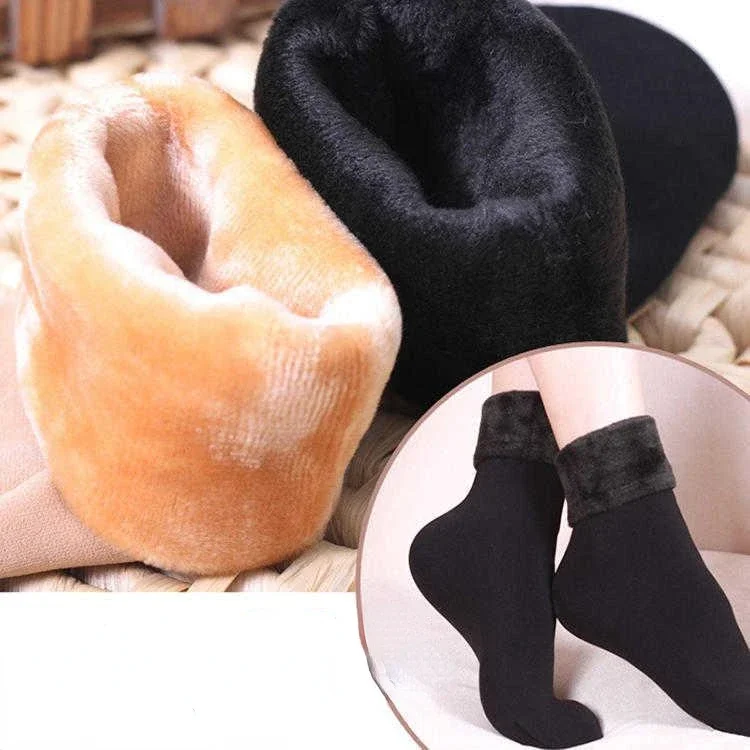 Фото Зимние носки, утолщенные бархатные теплые лыжные носки для снега, шерстяные кашемировые домашние теплые носки для сна для мужчин и женщин №3