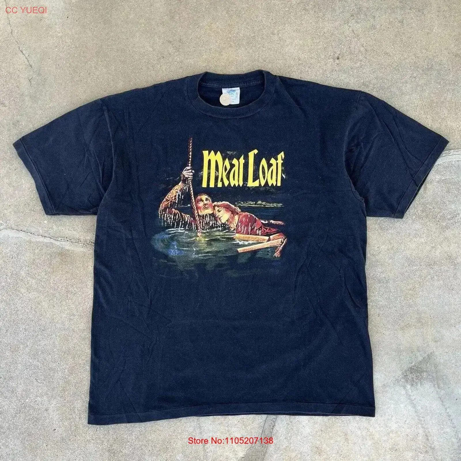 Фото Винтажная футболка 90s Meat Loaf Id Lie For You Black Winterland Band, размер XL, стираная дизайнерская одежда, дышащая, мягкая, винтажная №1