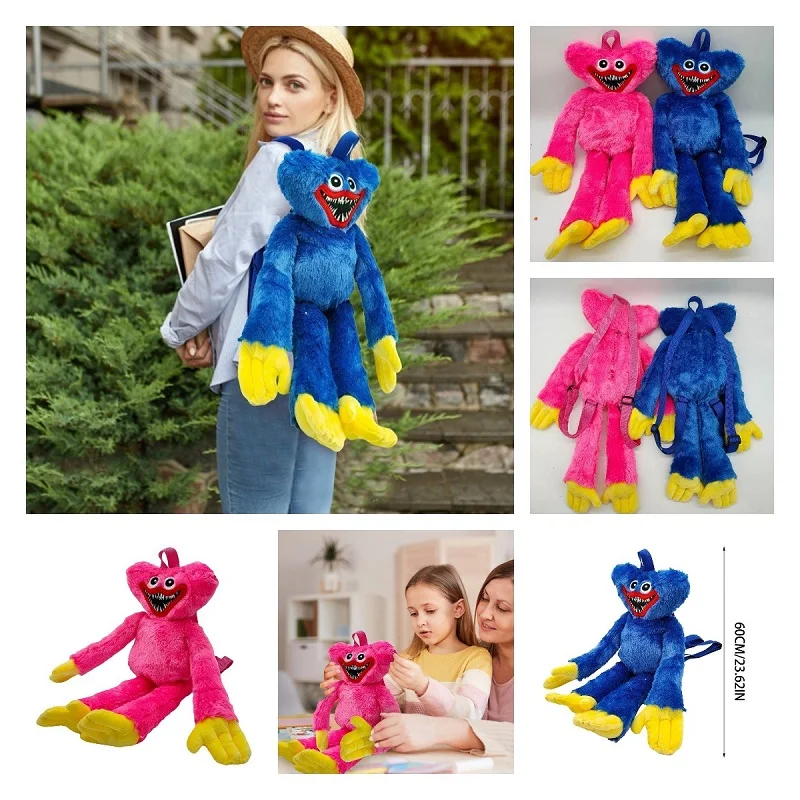 

Прямая поставка, 60 см, сумка Huggy Wuggy, плюшевый рюкзак с принтом мака для игр, рюкзак с персонажами игры, плюшевые игрушки, школьный рюкзак