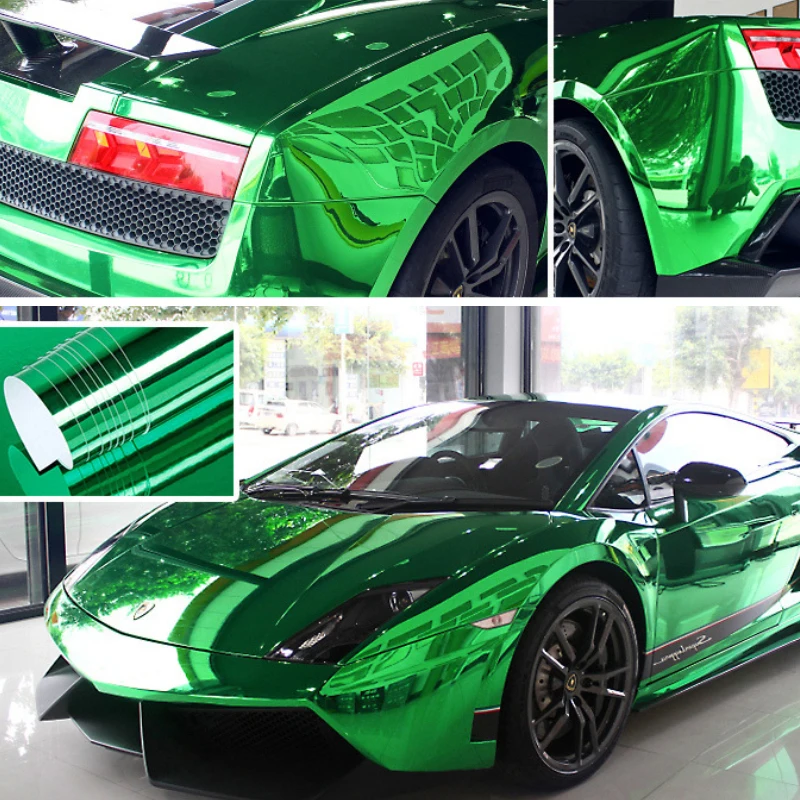 Зеленая хромированная зеркальная пленка 150 см виниловое покрытие наклейка рулон