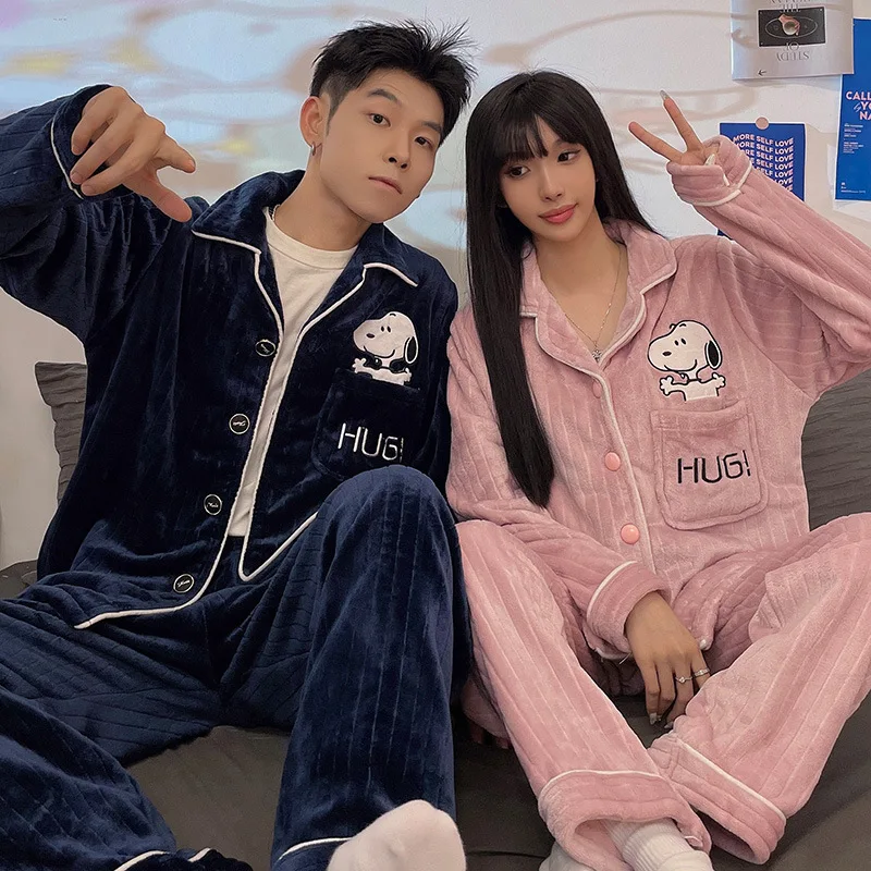 

Kawaii Snoopys Cartoon Flannel Pajamas Winter Fleece Thickened Cute Snoopys Warm Soft Comfortable Pajamas Birthday Creative Gift