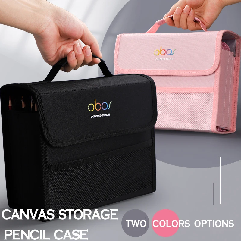

48/72/120/150/200 Holes Color Pencils Case Canvas Pencil Pouch Pen Storage Bag School Supplies Art Stationery
