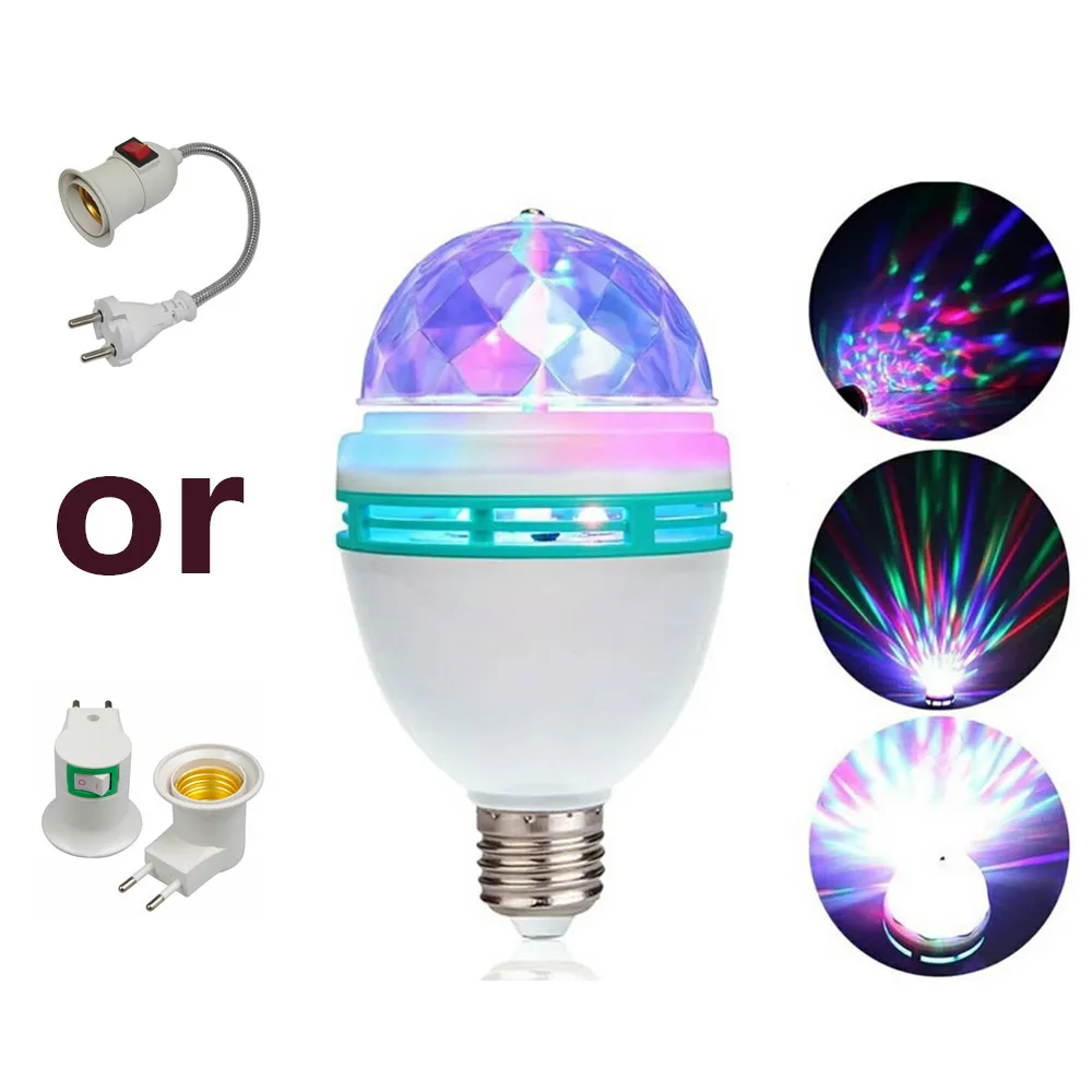 

E27 LED RGB Lamp 9W 6W Bulb Magic Color Projector Auto Rotating Stage Light AC85-265V 220V 110V For Holiday Party Bar KTV Disco