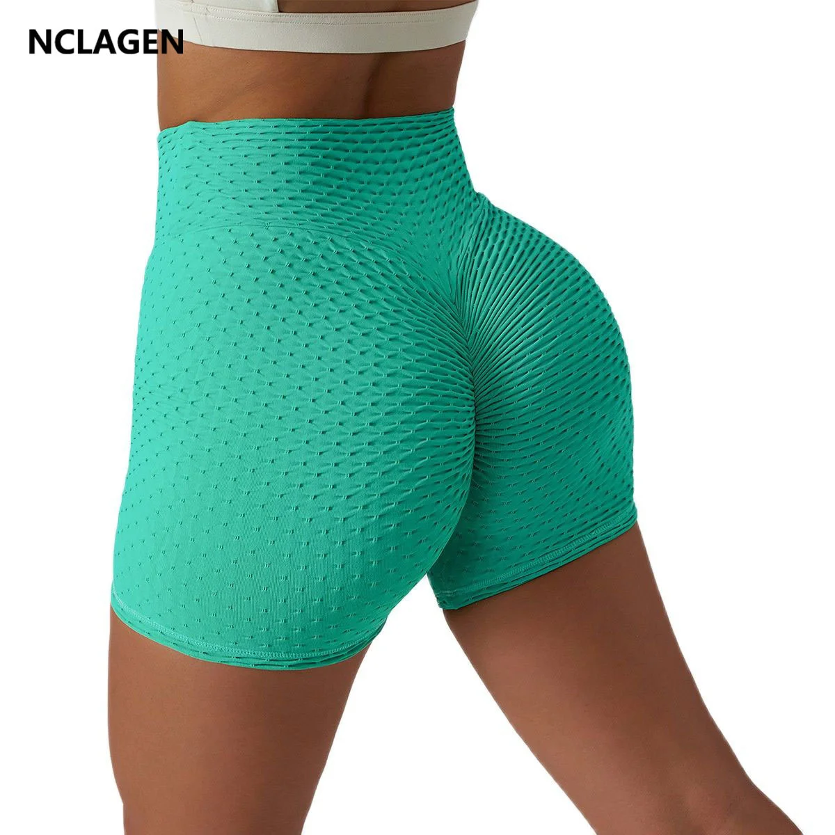 

NCLAGEN Scrunch YOGA SHORTS Jacquard High Waist Seamless Leggings Hip Lifting Tight Running Elastic GYM Fitness Workout Shorts