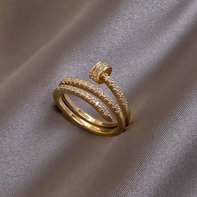 

New Korea Fashion Jewelry Exquisite 14K Real Gold Plated AAA Zircon Ring Elegant Women's Opening Adjustable Wedding Gift flash
