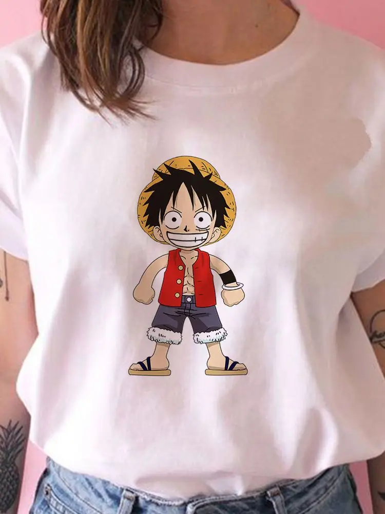 

T Shirt Women White All-Match Summer New Products One Piece Casual Harajuku Trendy Tshirt Cartoon Comfortable Monkey D. Luffy