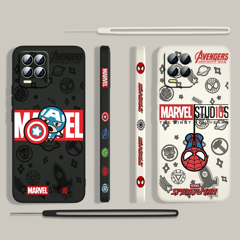 

Marvel Hero Spiderman For OPPO Find X3 X2 neo Lite Relame GT Master A9 A5 A53S A72 A74 8 6 5Liquid Left Rope Phone case Fundas