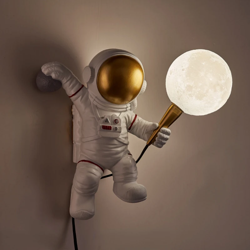 

Nordic Astronaut LED Wall Lamp Moon Children's Room Bedside Wall Lamp Kitchen Dining Room Bedroom Study Balcony Aisle Lamp Decor