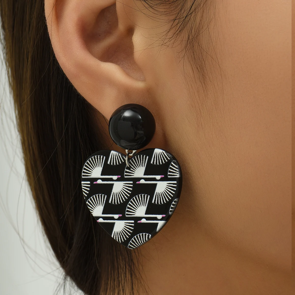 Fashion Acrylic Black And White Drop Earrings Female Punk Geometric Acrylic Alloy Exaggerated Earrings Trendy Jewelry Gifts