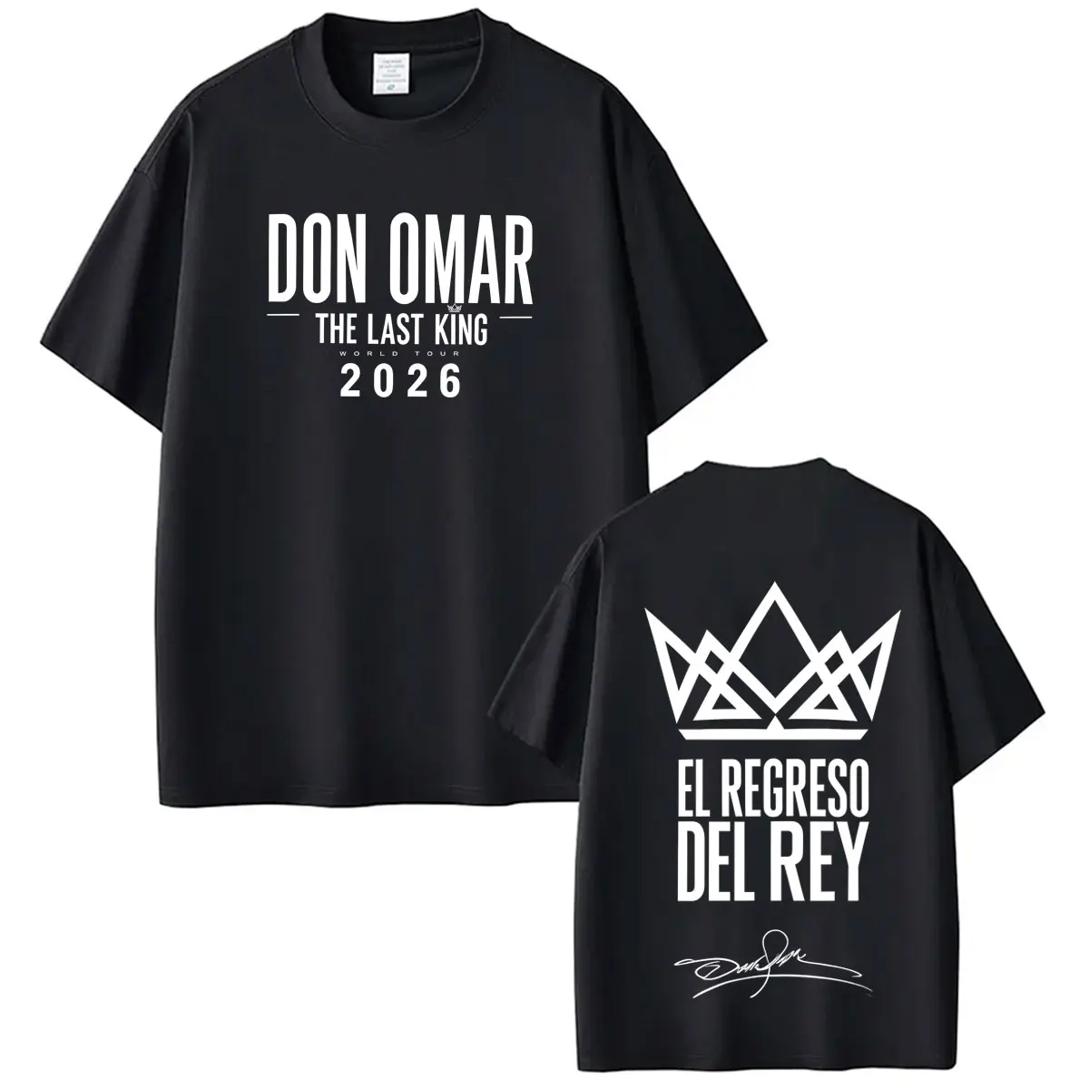 Фото Футболки с принтом Rapper Don Omar The Last King Tour 2026, модные футболки для мужчин и женщин, повседневные хлопковые свободные футболки с короткими рукавами, топы №1