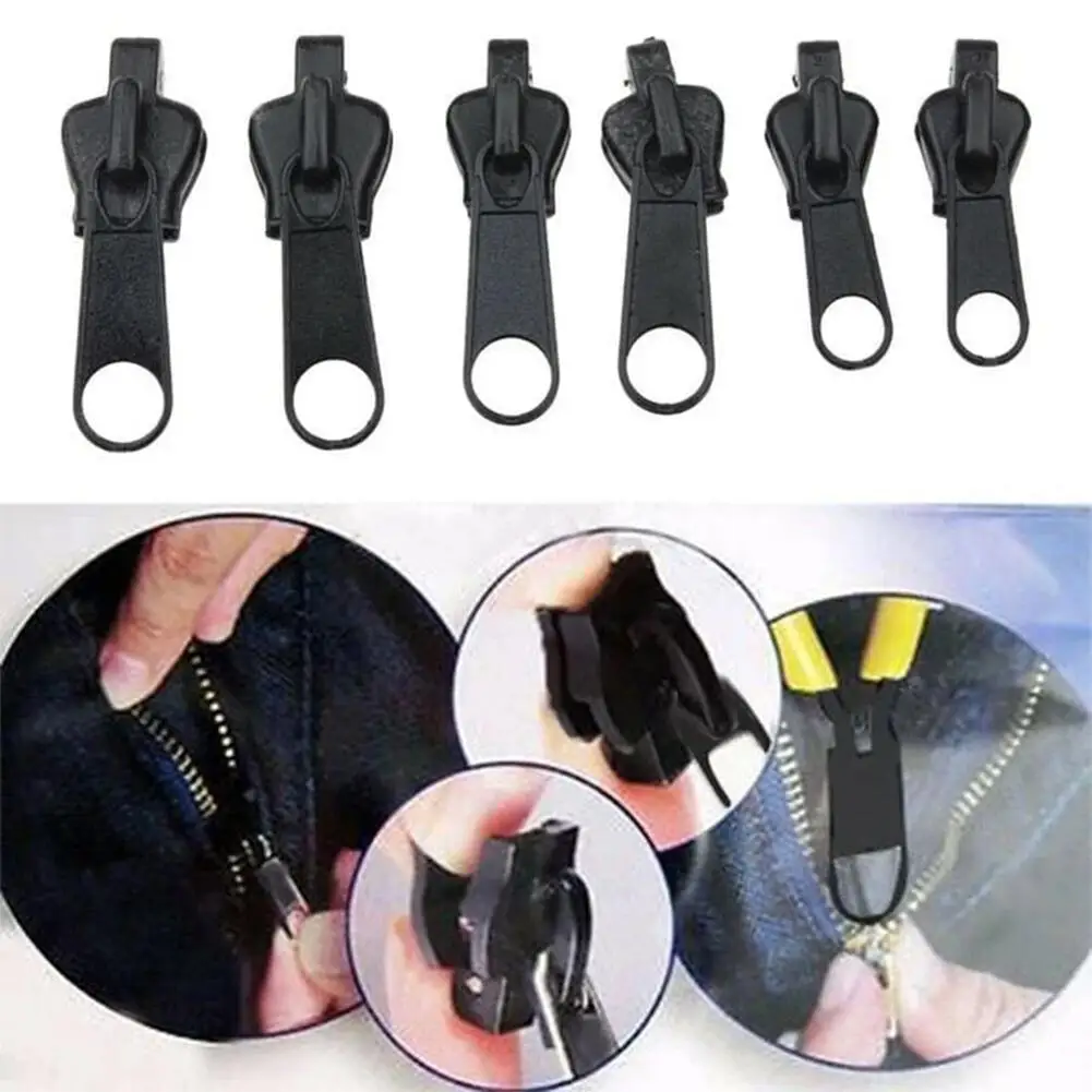 6PCS Universal Zipper Slider for Zipper Puller DIY Sewing Puller Small/Medium/Large Size Fix Detachable for Luggage Leather Bag