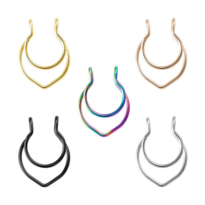 

1pc V Shaped Fake Nose Ring Hoop Septum Rings 316L Surgical Steel Nose Piercing Fake Piercing Oreja Piercing Women body Jewelry