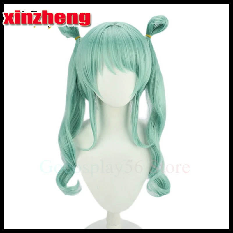 

Vtuber Miku Cosplay Wig Green Long Curly Ponytails Heat Resistant Short Hair Virtual Idol Youtuber Role Play Twin Pigtails