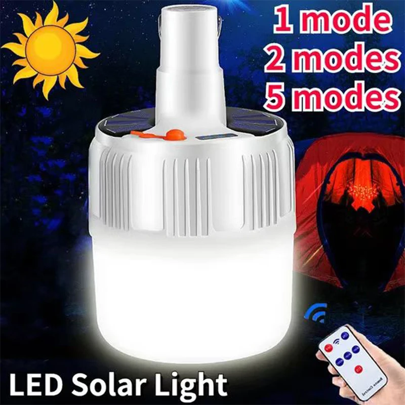 

Лампа с солнечной батареей для кемпинга, USB-зарядка, 5 режимов освещения