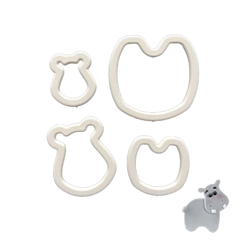 

4Pcs Cartoon Animal Biscuits Cake Molds Figure Plastic Hippo Fondant Cookie Candy Fudge Cutter Kitchen Baking Decorating Tools