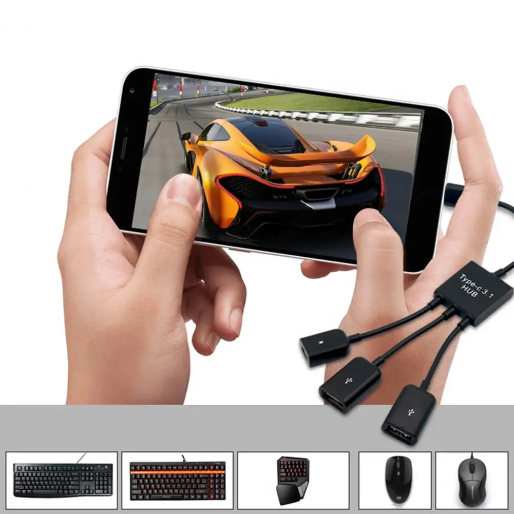 

Adapter Cable Charging Data Transmission 1 to 3 Type-c to USB Converter Cable for Mobile Phone