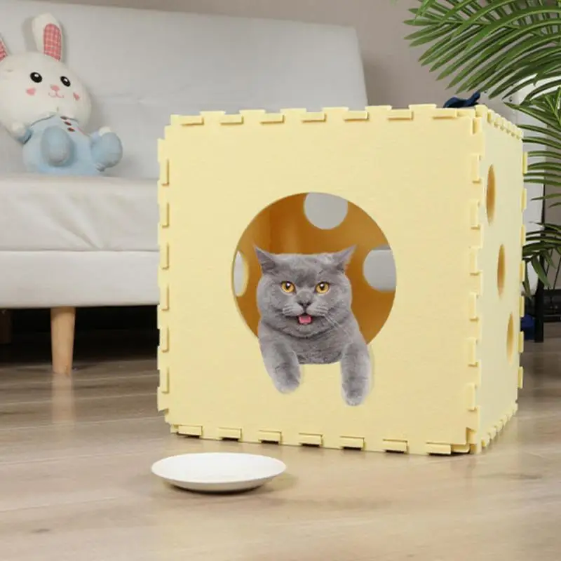 Большой кошачий домик Кровать для кошек Пещера Мягкое сращенное гнездо Складной