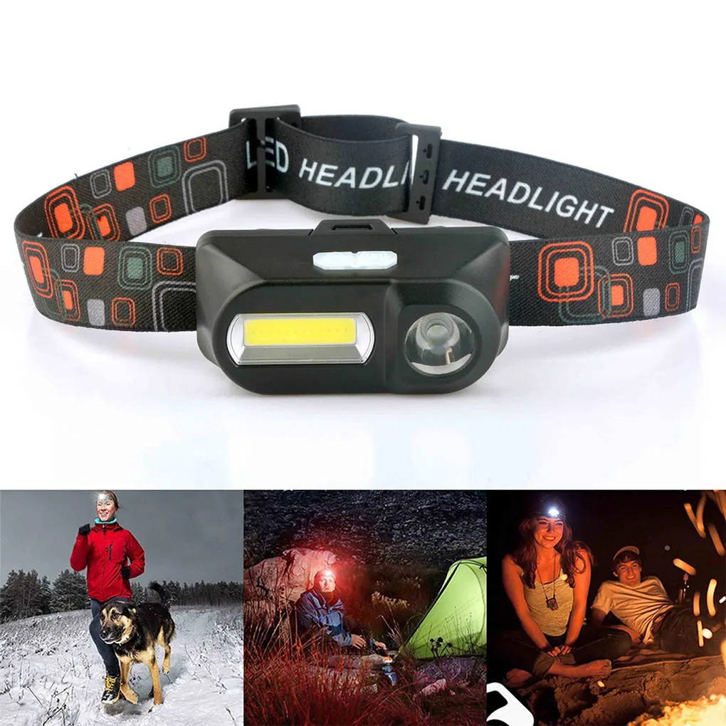 

USB COB Headlamp Waterproof White 6 Modes Torch Outdoor Night Running