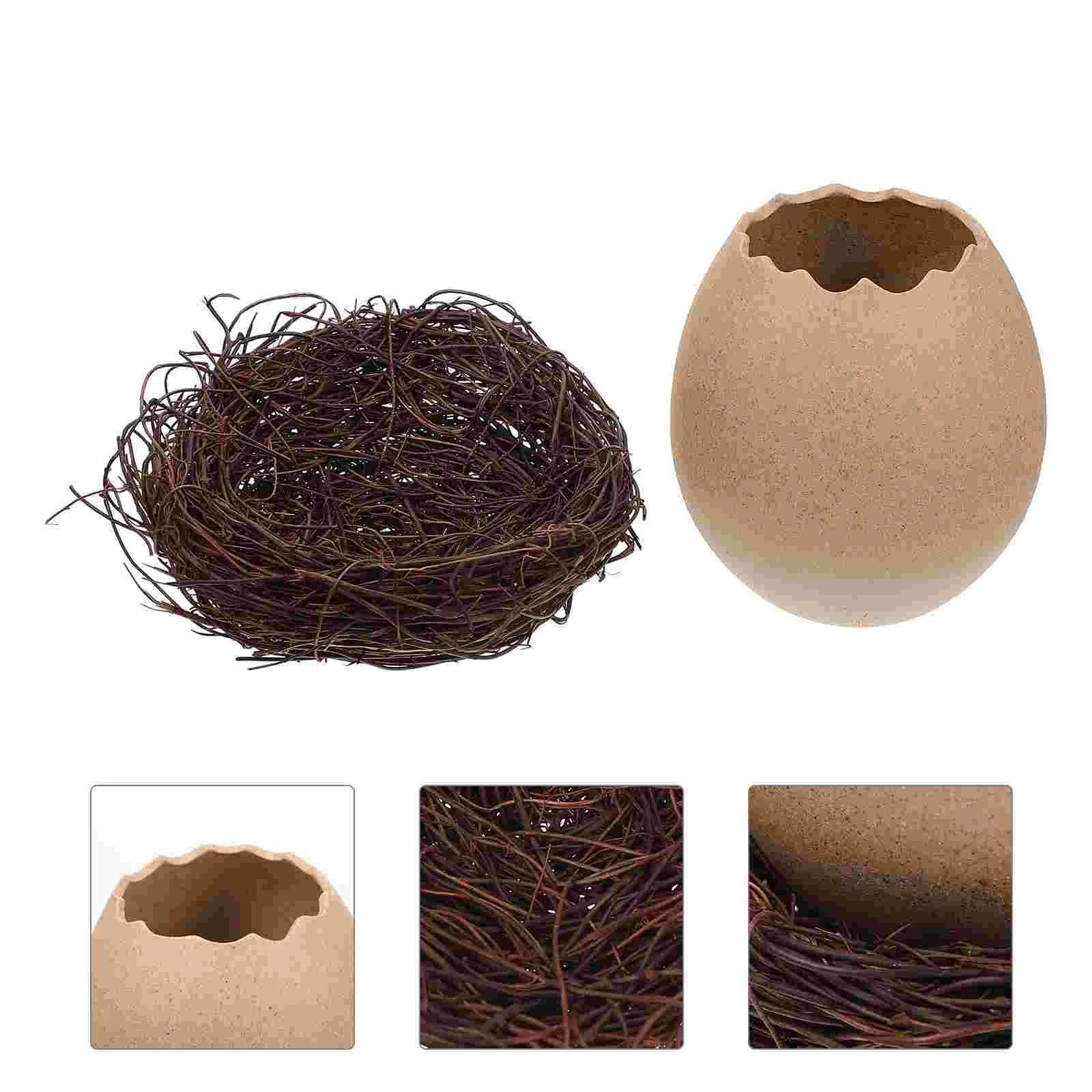 

Crafts Houseplant Pots Eggs Shell Flower Ostrich Planter Bird's Nest Decorative Rattan Office Design