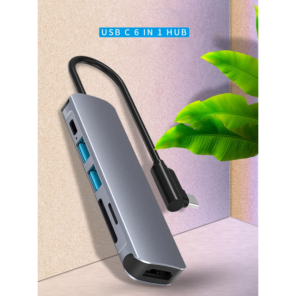 

6 в 1 USB Type-c хаб Телефоны Компьютеры кабель конвертер Кабели Адаптеры