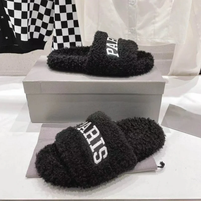 

Новинка, женские домашние тапочки, теплые плюшевые домашние тапочки, нескользящая зимняя обувь, домашние тапочки для пола, мягкие слайды дл...