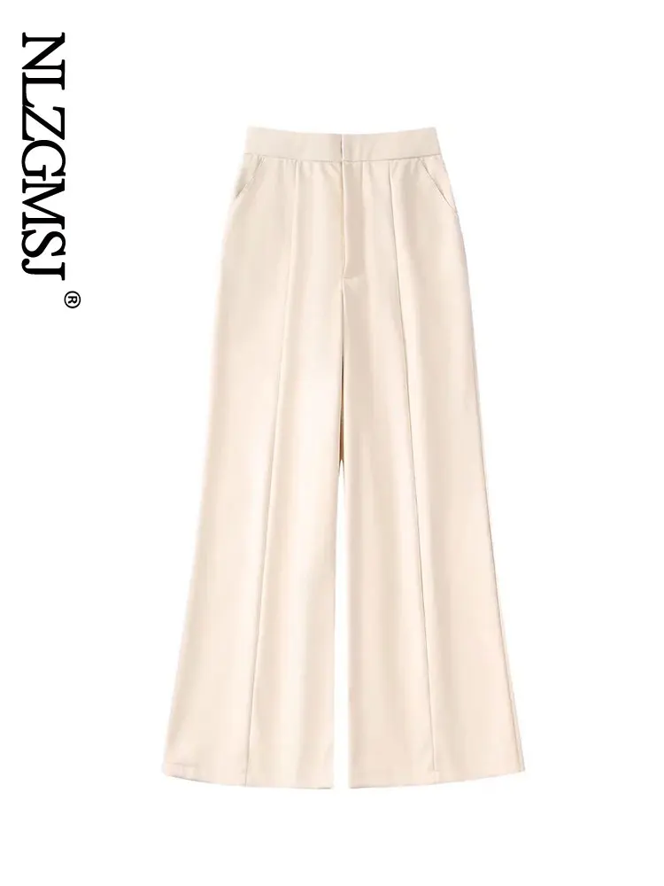 

Nlzgmsj 2023 Chic Spring Autumn Fashion Office Wear Wide Leg Pants Women Bottoms Pant Vintage High Waist Female Trousers