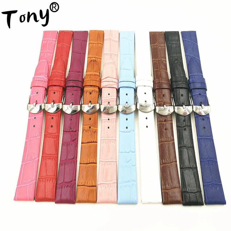 Wholesale 50Pcs/Lot 12MM 14MM 16MM 18MM 20MM 22MM Genuine Cow Leather Split Leather  Watch Bands Watch Straps Watch Parts-070102