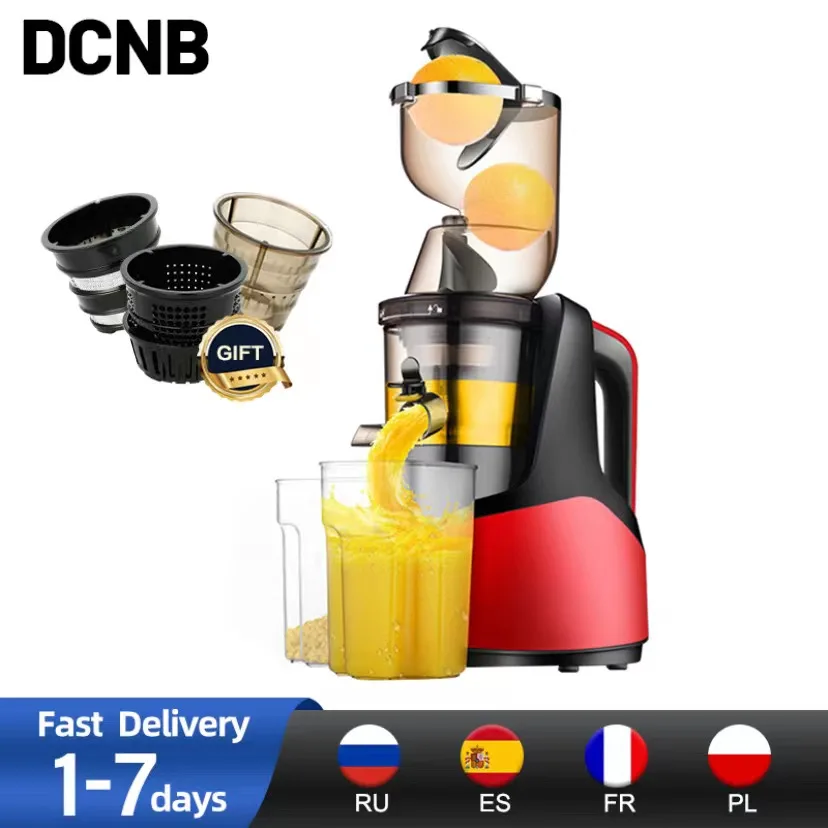 Slow Speed Juicer 7-Segment Spiral Cold Press No Filter Easy To Clean Commercial Electric Fruit Juicer AC Motor Large Caliber