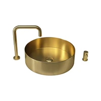 304 stainless steel table basin thin edge golden round art basin basin home bar hand washing washbasin