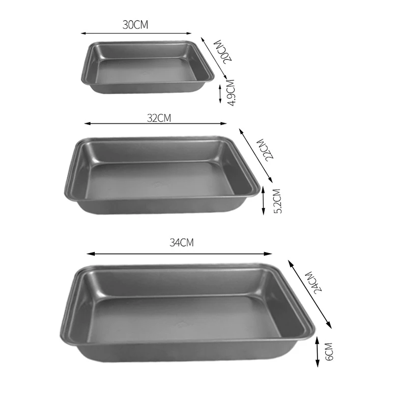 

Набор антипригарных глубоких сковородок для выпечки, противень для печенья, форма для выпечки, прямоугольная форма для выпечки, 3 шт.