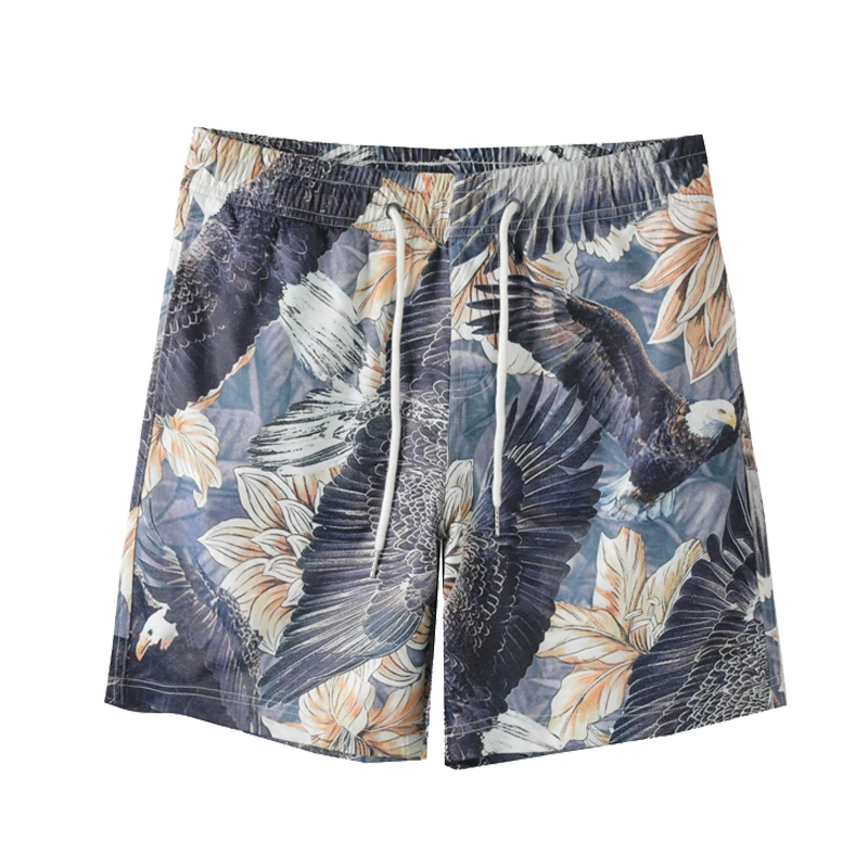 European and American men's wear summer 2022 new  Eagle printed slim beach pants  Fashion casual shorts  Five minutes of pants