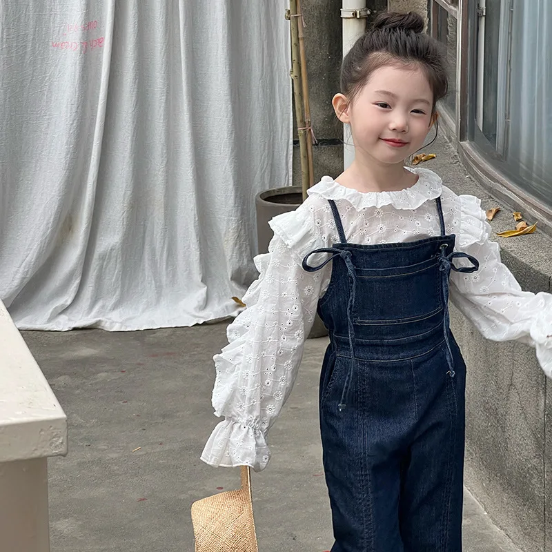 

Весенние Брюки для девочек 2023 в Корейском стиле, милый комбинезон для девушек, осенние джинсовые подтяжки на лямках, Новинка