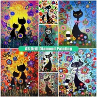 new ab diamond painting cats multi color 5d diy diamont embroidery animal full squareround mosaic pictures home decoration gift