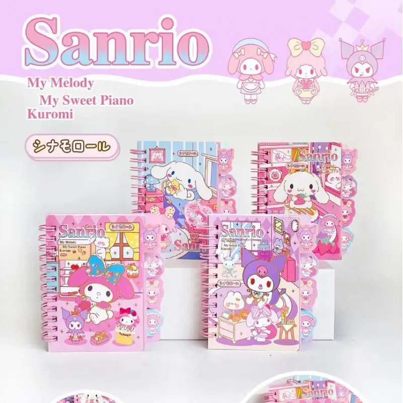 

Cartoon Sanrioed Anime My Melody Kuromi Hand Ledger Ins Girl Heart Kawaii Student Portable Notepad Learning Stationery Gifts