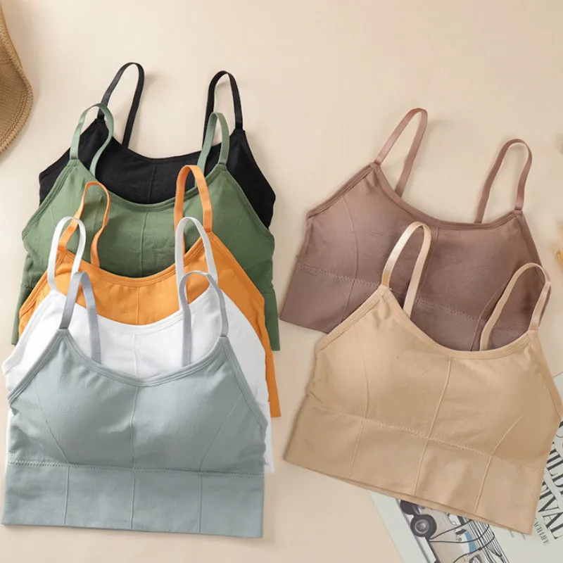 

Women Tank Crop Top Seamless Underwear Female Crop Tops Sexy Lingerie Intimates With Removable Padded Camisole Femme Fashion